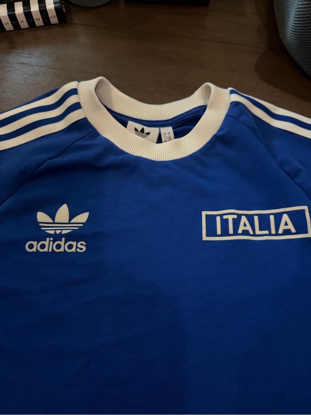 adidas mens Italia Blue and white soccer shirt